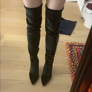 Velvet thigh high boots